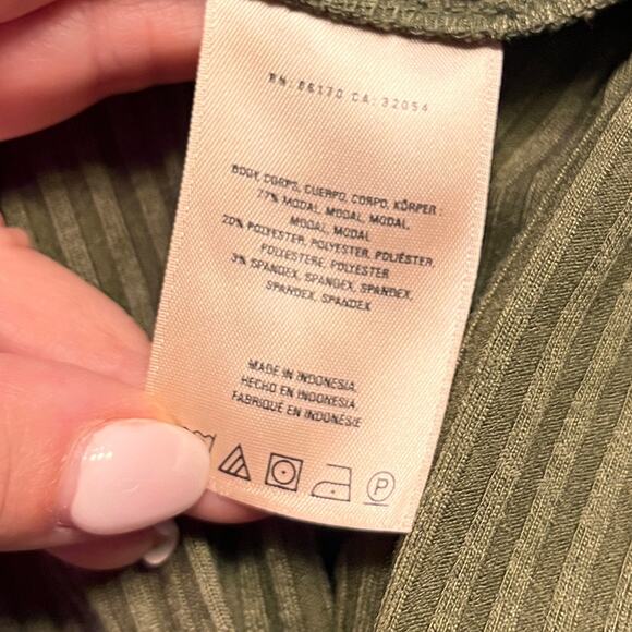 Anthropologie Olive Green Kingsolver Ribbed Midi Dress Small - Picture 9 of 11